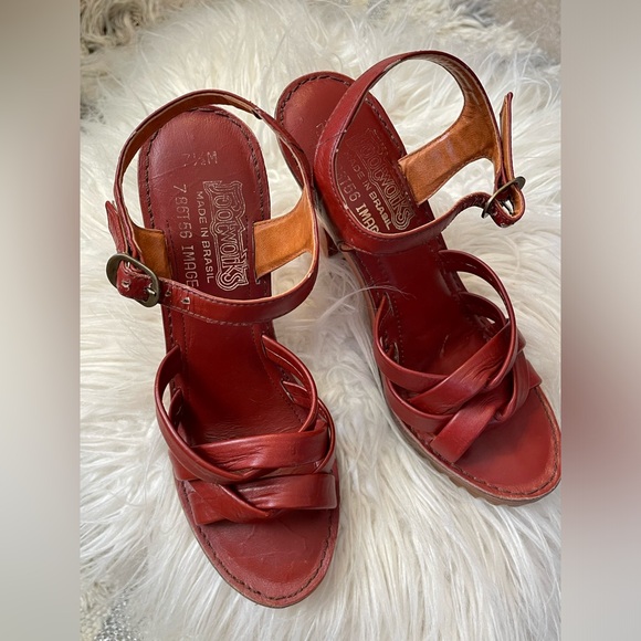 70’s Brazilian Platform Heels/ Braided Leather/Footworks Brasil/ Fits Size 6.5-7 - Picture 4 of 16